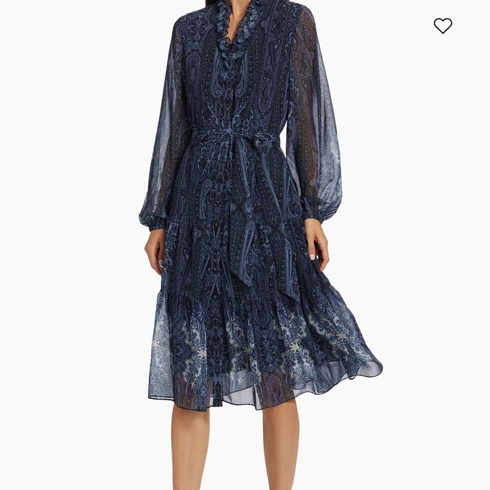 Kobi Halperin Blue Paisley Long Sleeve Dress